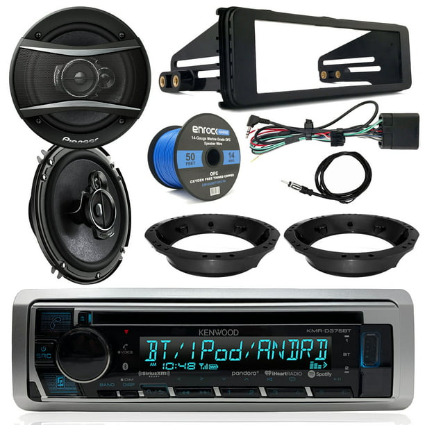 6.5/" Speaker Set Amp Harley Install FLHT Dash Adapter Kit Bluetooth CD Radio